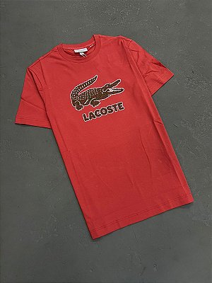 Camiseta Lacoste com Crocodilo Estampado Craquelado