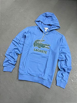 MOLETOM LACOSTE CRACKLED CROCODILE AZUL