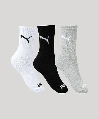 KIT C/3 PARES DE MEIA PUMA CANO MÉDIO SORTIDAS