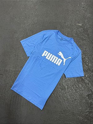 Camiseta Puma Big Logo Essentials Azul Céu