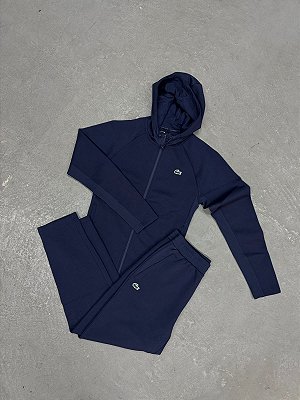 Conjunto Lacoste Sport com Touca e Zíper Azul Marinho