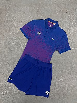 Conjunto Lacoste Sport em Modelagem Slim Azul/Rosa