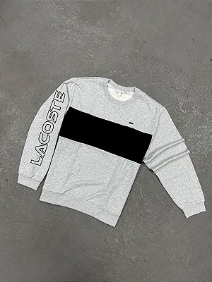 Moletom Colorblock com Gola Redonda Cinza/Preto