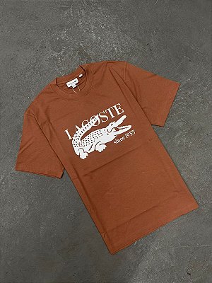 Camiseta Lacoste Modelagem Clássica Since 1933 Marrom