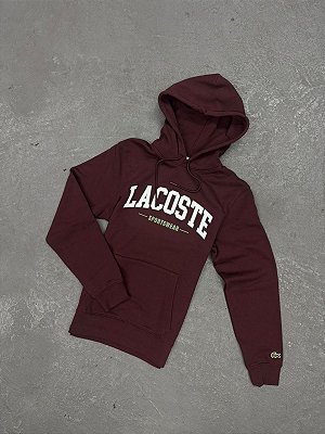 Moletom Lacoste Letreiro com Capuz 2025 Vinho