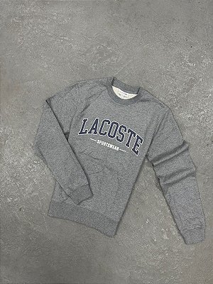 Moletom Lacoste Letreiro Gola Careca 2025 Cinza