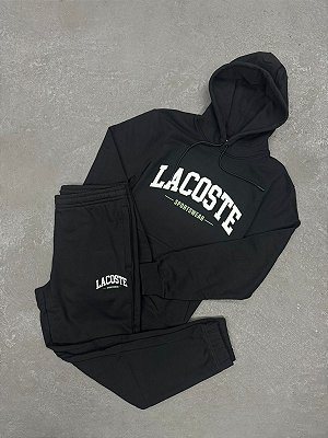 Conjunto Lacoste Letreiro com Capuz 2025 Preto