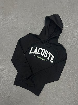 Moletom Lacoste Letreiro com Capuz 2025 Preto