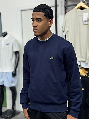 Moletom Lacoste Gola Careca em Modelagem Clássica Azul Marinho