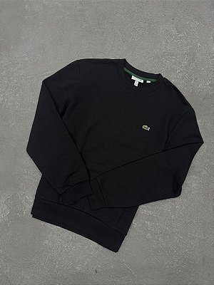 Moletom Lacoste Gola Careca em Modelagem Clássica Preto