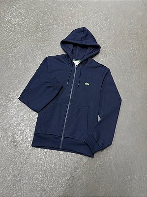 MOLETOM LACOSTE HOODIE AZUL MARINHO COM ZIPER