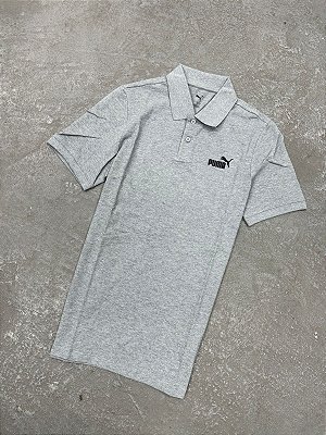 Polo Puma Piqué Essentials No.1 Logo Cinza