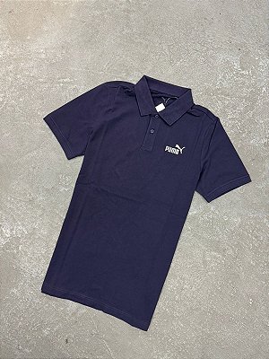Polo Puma Piqué Essentials No.1 Logo Azul Marinho