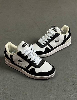 Tênis Lacoste T-Clip de Couro Preto/Branco
