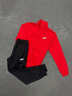 Conjunto Puma Essentials Poly Masculino Vermelho/Preto