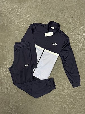 Conjunto Puma Poly Colorblock Tracksuit Azul Marinho