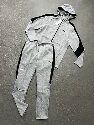 Conjunto Jaqueta Puma Evostripe (Cinza/Preta)