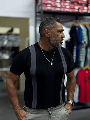 Camiseta Tricot Canelado Preta