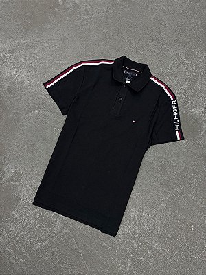 Polo Tommy Hilfiger Assinatura Preta
