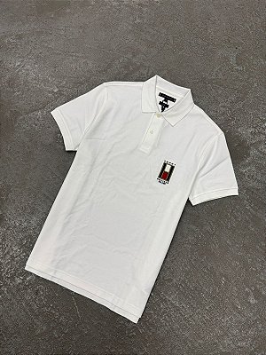 Polo  Tommy Hilfiger Clássica Bandeira Est.1985 Branca