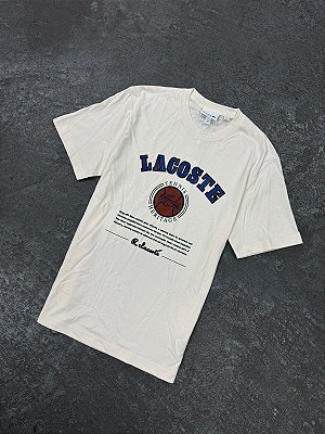 Camiseta Lacoste em Algodão com Estampa (Ecru White)
