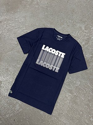 Camiseta Lacoste Ultra-Dry Estampa Esportiva Azul Marinho