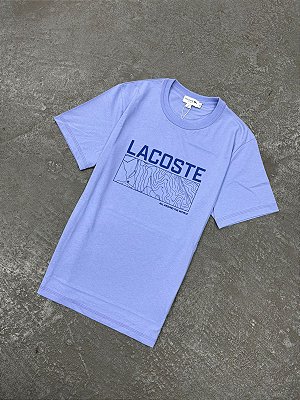 Camiseta Lacoste de Malha Estampada Média Roxa