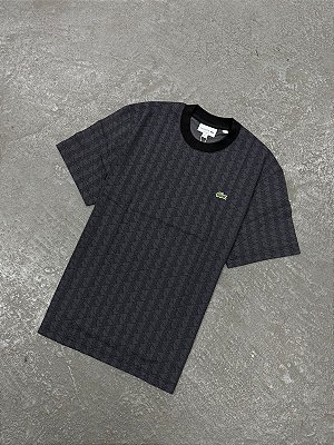 Camiseta Lacoste de Malha com Monograma (Cinza Dark)