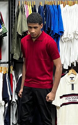 Polo Tricot Canelada Vinho