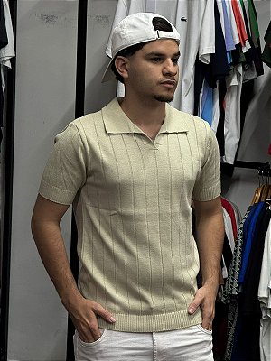 Polo Tricot Canelada Areia