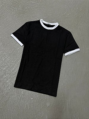 Camiseta Ermek  Slim de Algodão (Preta/Branca)