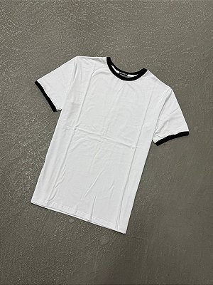 Camiseta Ermek Slim de Algodão (Branca/Preta)