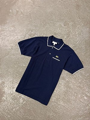 Polo Lacoste Pocket Accent L.12.12 Ajuste (Azul Marinho)