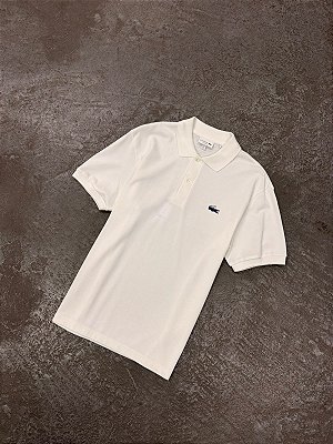 Polo Lacoste Piqué de Crocodilo de Paisagem (Branco)