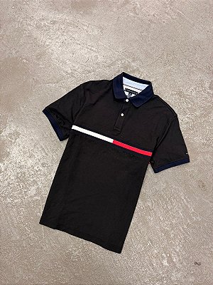 Polo Tommy Hilfiger Regular Fit Stretch (Azul Marinho)