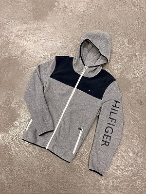 Jaqueta Tommy Hilfiger Fleece Full Zip (Cinza Escuro/Azul Marinho)