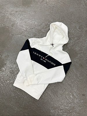 Moletom Tommy Hilfiger Color Block (Branco/Azul Marinho)