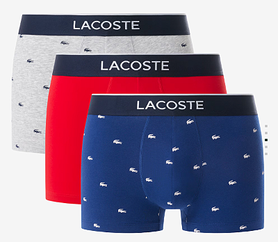 Pack Cueca Lacoste com 3 unidades Trunk Stretch Estampadas