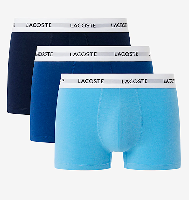 Pack Cueca Lacoste com 3 unidades Trunk (Azul Celeste / Azul Marinho • I7N)
