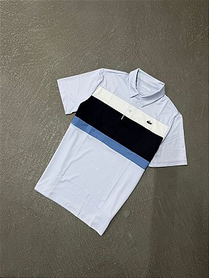 Polo Lacoste  Golf Ultra Dry Stretch com Colour-Block (Azul / Branco)