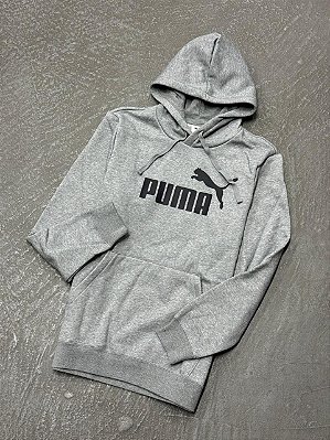 Moletom Puma com Capuz Essentials (Cinza/Preto)