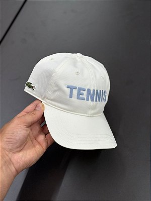 Boné Lacoste de Sarja de Algodão Bordado Tennis ( Branco )
