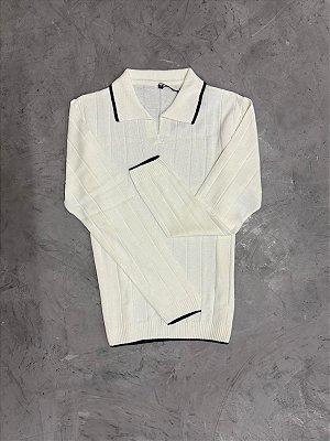 Suéter Boxer Tricot Canelada c/ Manga Longa (Branco)