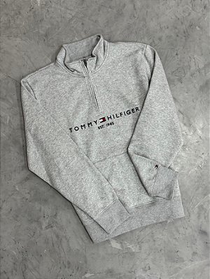 JAQUETA TOMMY MEIO ZIPER CINZA
