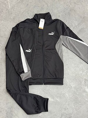 Conjunto Puma Essentials Block Tracksuit (Preto/Cinza)