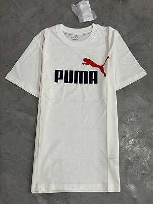 Camiseta Puma Big Logo Essentials (Branca/Vermelha)