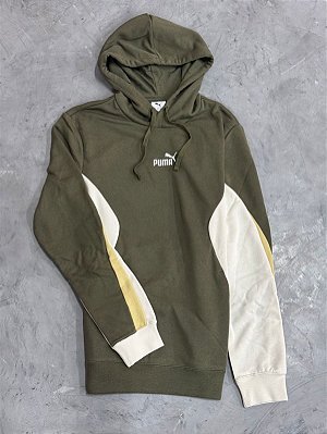 Moletom Puma Canguru Essentials Block (Verde/Creme)