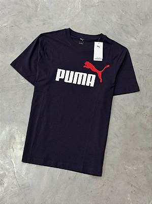 Camiseta Puma Big Logo Essentials (Azul/Branca/Vermelha)