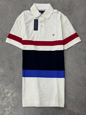POLO TOMMY HILFIGER COLORBLOCK BRANCA