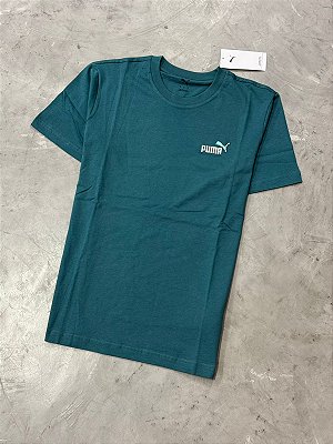 CAMISETA PUMA LOGO BORDADO MESCLA VERDE